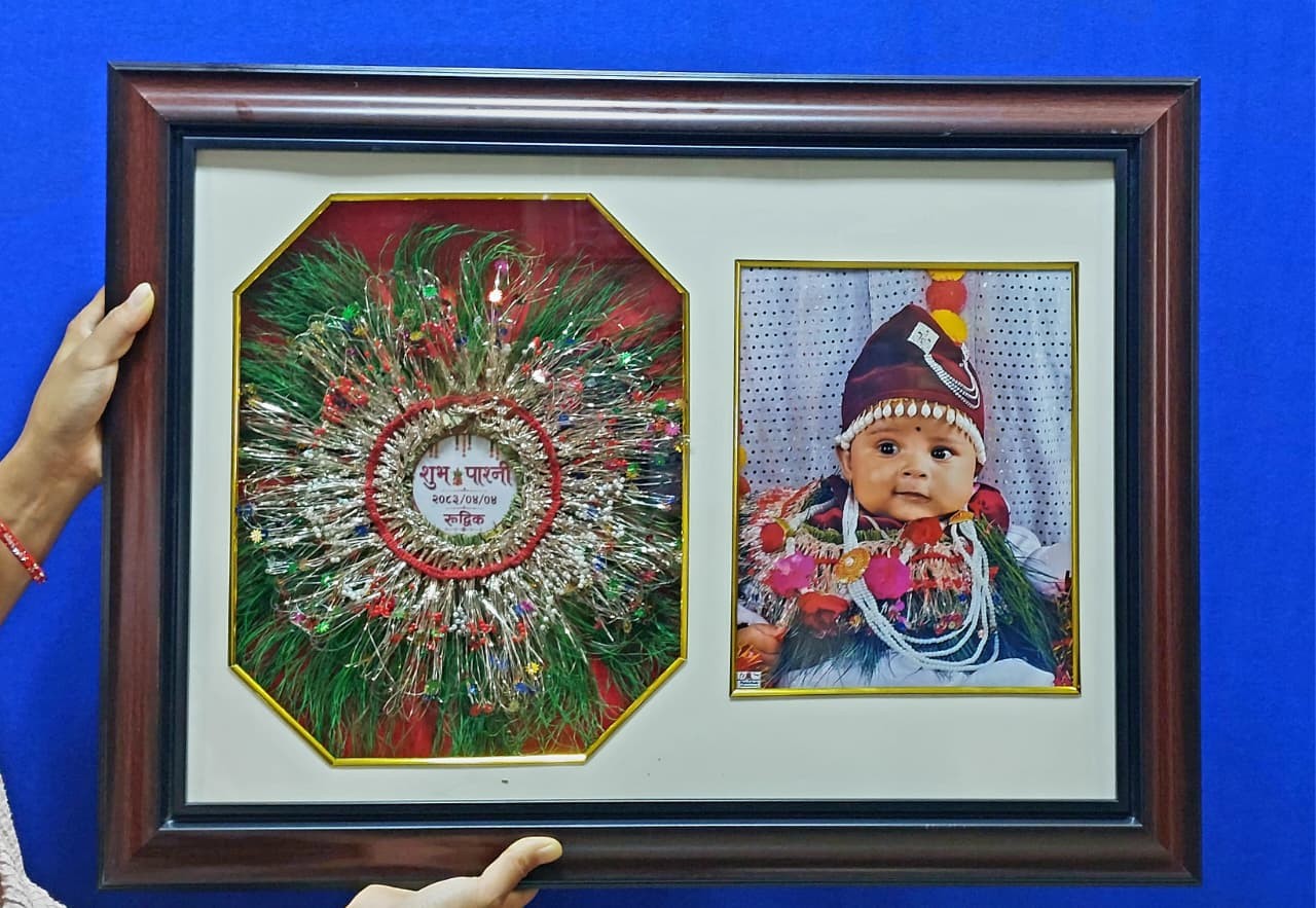 Customized Pasni Mala Preserved Photo Frame (पासनीको माला र फोटो कस्टमाइज्ड फ्रेम - Chautara Photo Studio