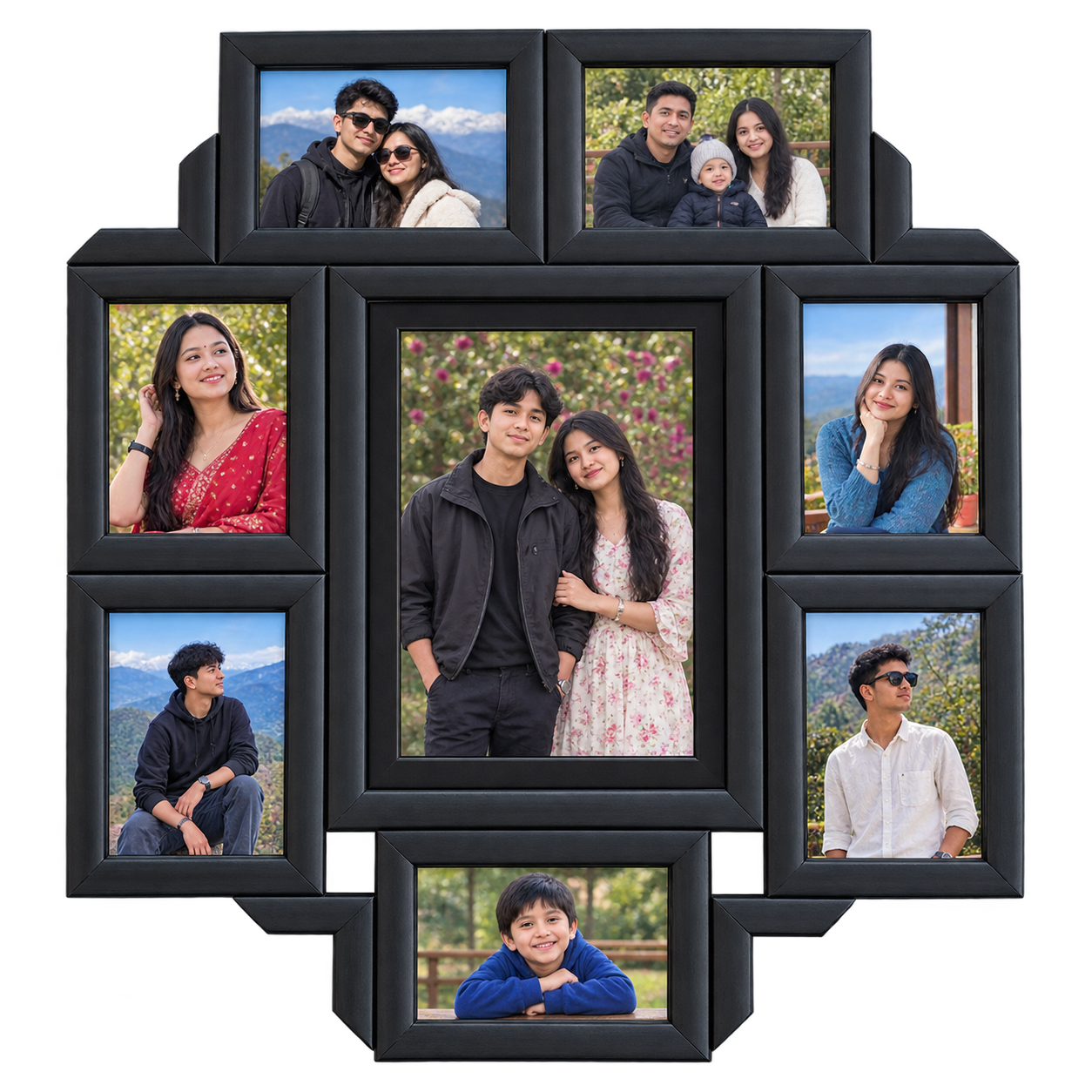 Black 8-Photo Collage Wall Picture Frame - Chautara Photo Studio