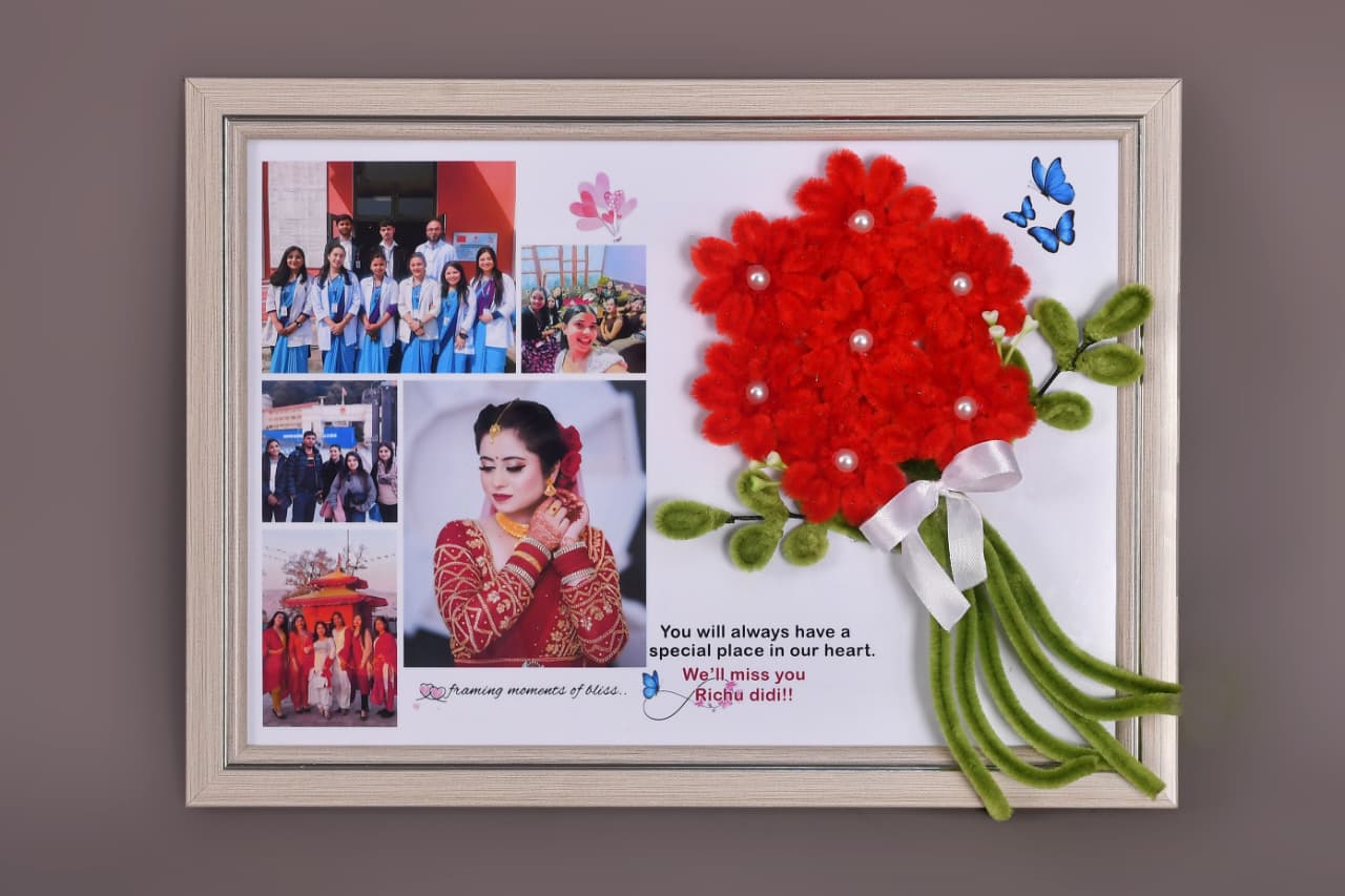 Custom Photo Frame with Handmade Flowers - Chautara Photo Studio